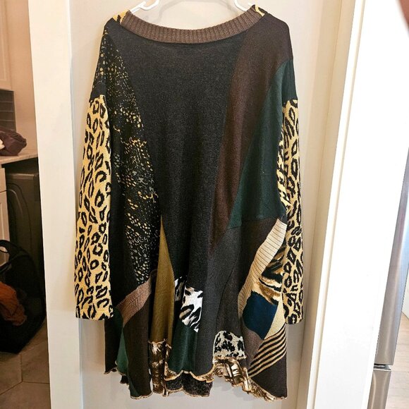 DesignbyNatalia Patchwork Animal Print Tunic Upcycle Boho Style Womens 2XL - Picture 2 of 7